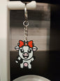 Cute Cow with Bow Keychain - 3D Printed